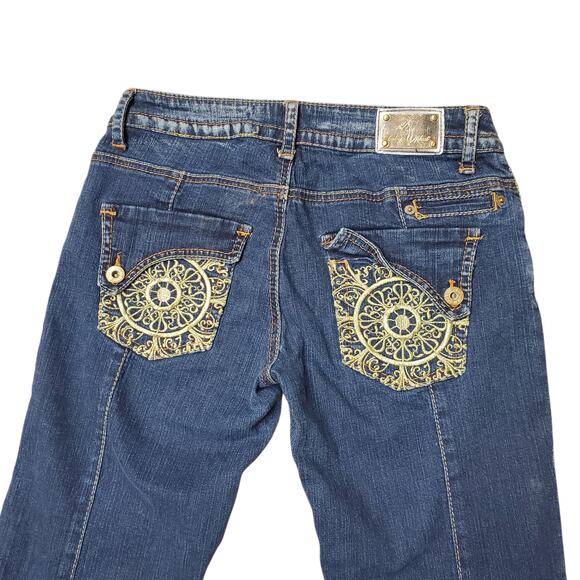 Y2k Low-Rise Flared Jeans Baby Phat Embellished Dark Wash Vintage - Size 5 - Picture 10 of 10